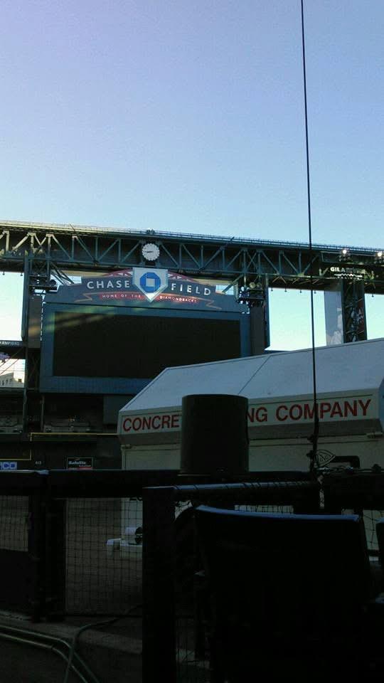 Concrete Coring Company truck parked under the Chase Field scoreboard in downtown Phoenix