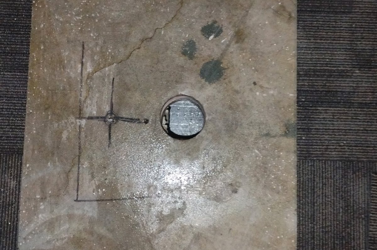 Three inch core through a Phoenix office slab showing the metal pan deck below